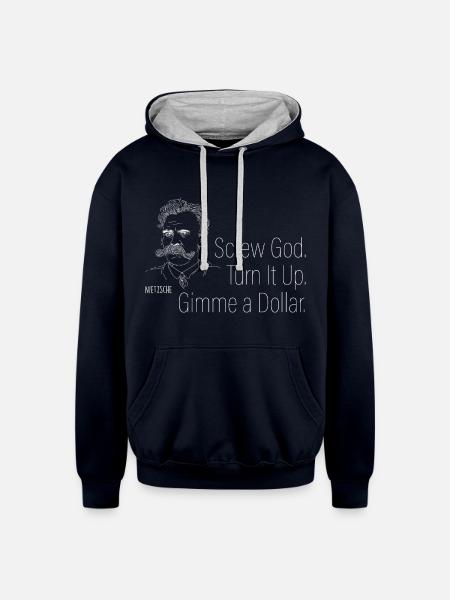 The Friedrich Nietzsche Summary - Unisex Contrast Hoodie - navy/heather gray