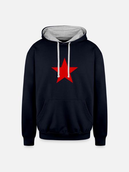 red star - Unisex Contrast Hoodie - navy/heather gray