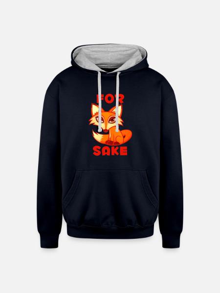 Sake For Fox - Unisex Contrast Hoodie - navy/heather gray