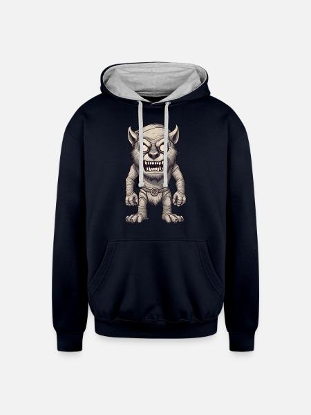 Halloween Werewolf - Unisex Contrast Hoodie - navy/heather gray