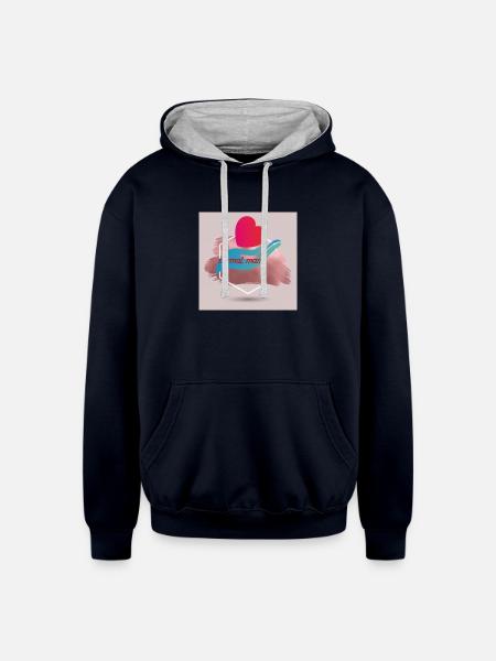 Normal man - Unisex Contrast Hoodie - navy/heather gray