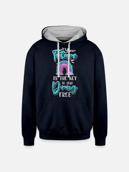 Withdrawal Dependency Clean - Unisex Contrast Hoodie - navy/heather gray