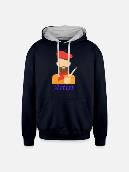 Artist - Unisex Contrast Hoodie - navy/heather gray