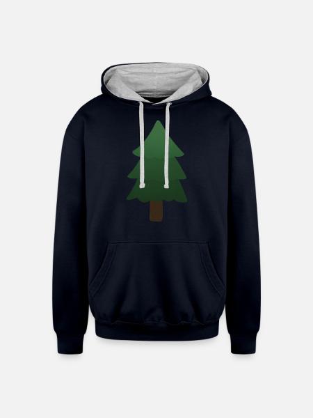 Pine Tree - Unisex Contrast Hoodie - navy/heather gray