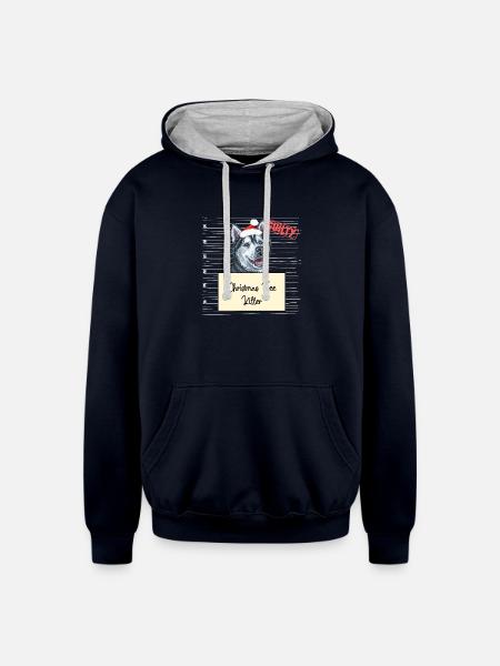 Husky christmas funny prison - Unisex Contrast Hoodie - navy/heather gray