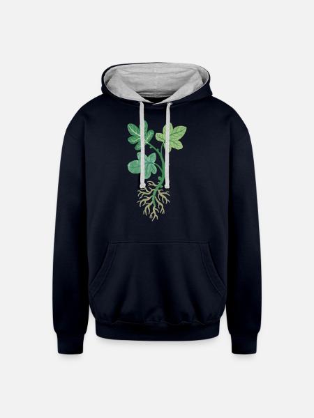 Fig Tree Cutting - Unisex Contrast Hoodie - navy/heather gray