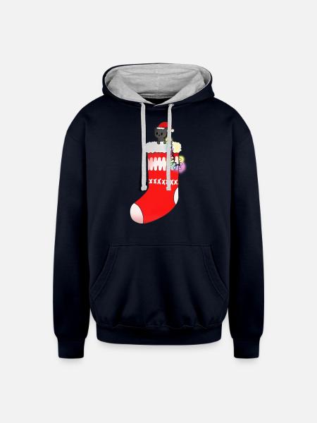 Christmas Socks - Unisex Contrast Hoodie - navy/heather gray