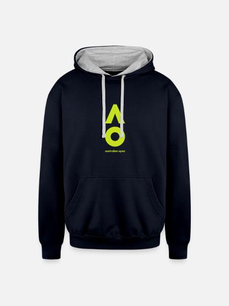 australian open logo - Unisex Contrast Hoodie - navy/heather gray