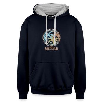 Portugal - Unisex Contrast Hoodie - navy/heather gray - Front