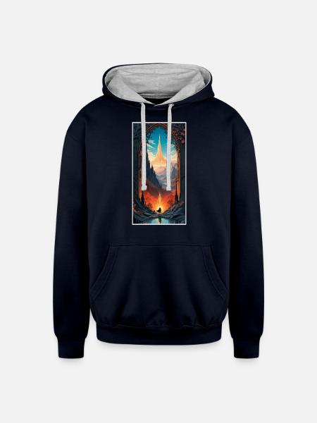 Fantastic Journey - Unisex Contrast Hoodie - navy/heather gray