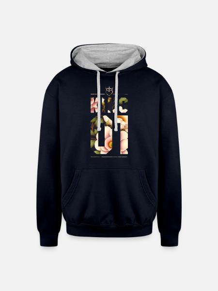 KING AND QUEEN - Unisex Contrast Hoodie - navy/heather gray