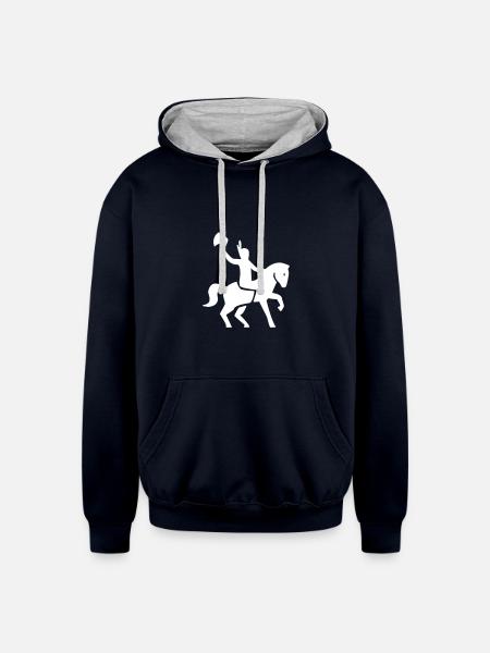 Native Indian Horseman - Unisex Contrast Hoodie - navy/heather gray