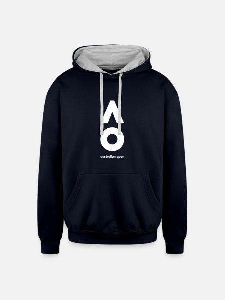 australian open logo - Unisex Contrast Hoodie - navy/heather gray