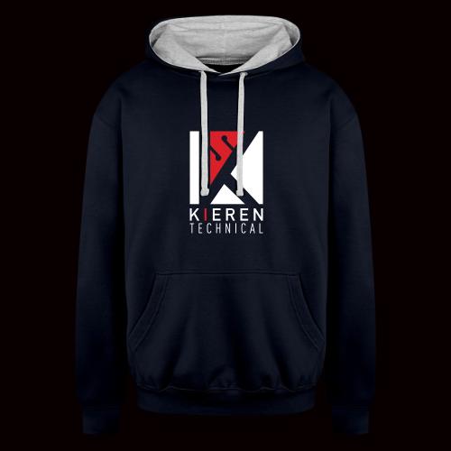 White Logo plain - Unisex Contrast Hoodie