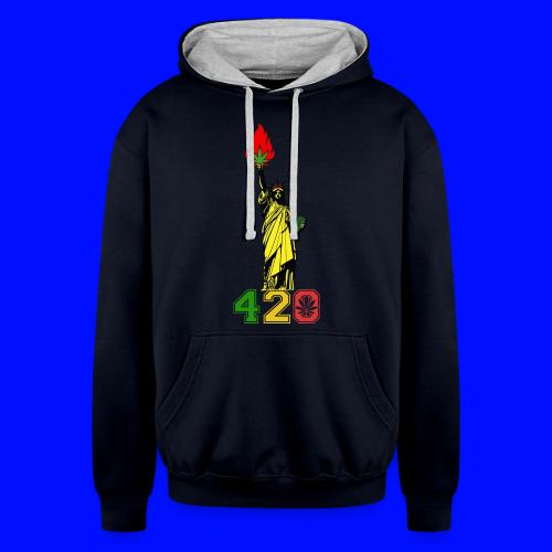 Humoristic 420 Liberty Herb Weed Marijuana Design - Unisex Contrast Hoodie