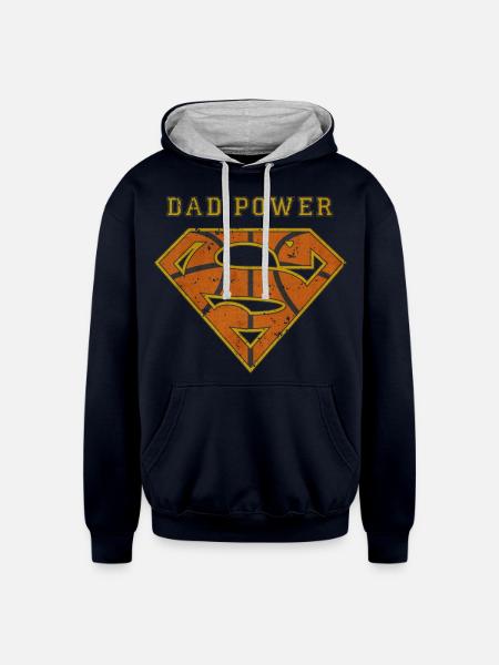 Superman Super Dad Power - Unisex Contrast Hoodie - navy/heather gray