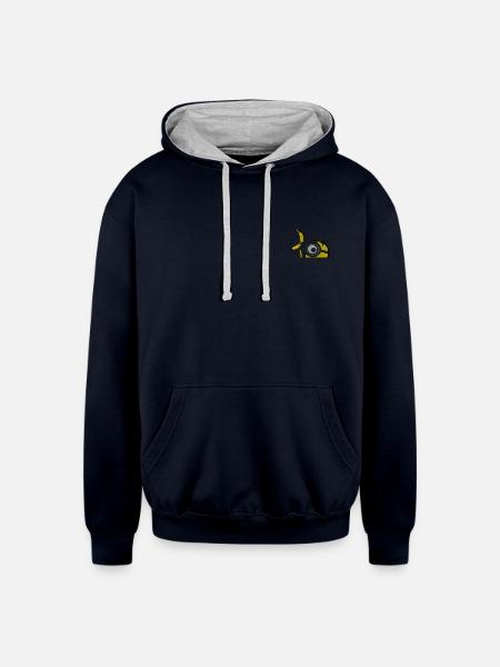 Minions Stuart Banana Embroidery - Unisex Contrast Hoodie - navy/heather gray
