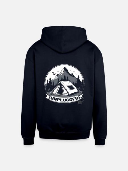 Unplugged - Unisex Contrast Hoodie - navy/heather gray