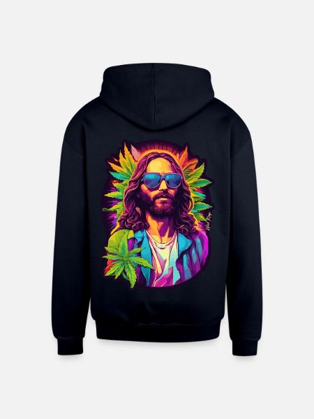 Jesus - Unisex Contrast Hoodie - navy/heather gray