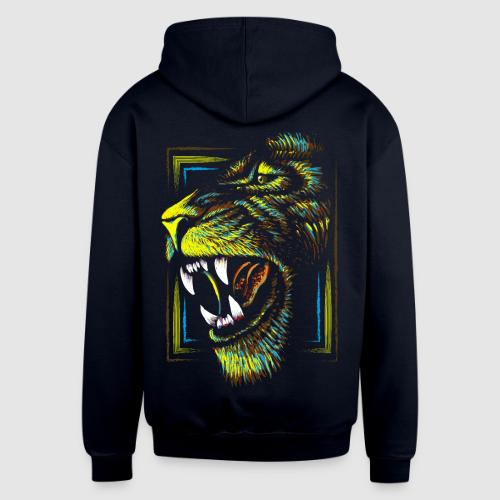 Colorful Artistic Lion Head - Roaring Lion Drawing - Unisex Contrast Hoodie