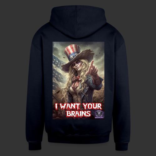Zombie Aunt Samantha Wants You #13T Patriot Undead - Unisex Contrast Hoodie