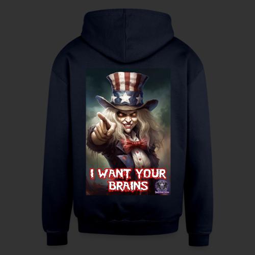 Zombie Aunt Samantha Wants You #10T Patriot Undead - Unisex Contrast Hoodie