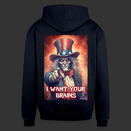 Zombie Uncle Sam Wants You #1T Patriotic Undead - Unisex Contrast Hoodie