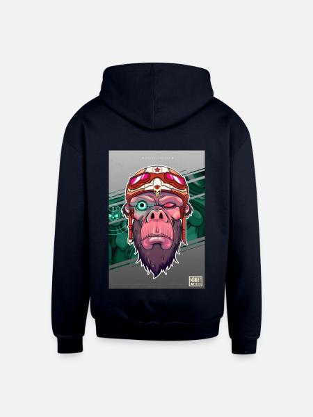 crazy mono - Unisex Contrast Hoodie - navy/heather gray