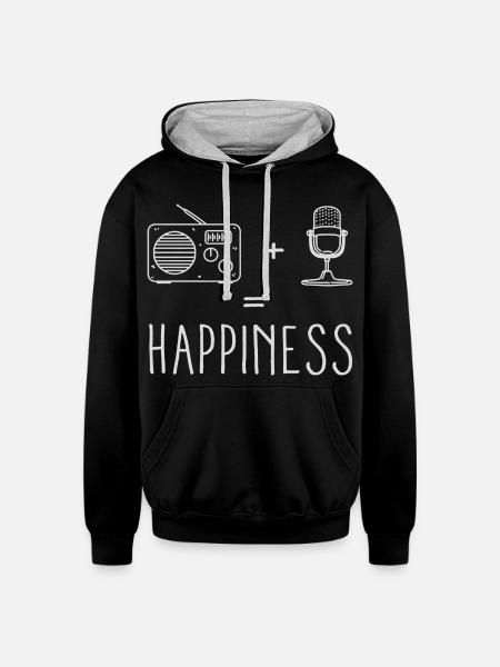 Radio Microphone Happiness - Unisex Contrast Hoodie - black/heather gray