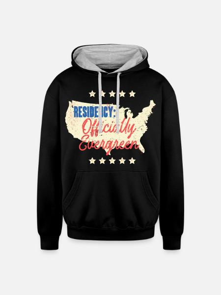Green Card Residency Officially Evergreen - Unisex Contrast Hoodie - black/heather gray
