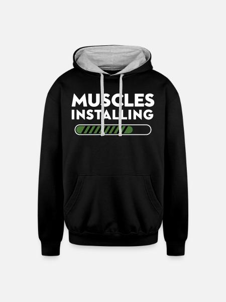 Muscles Installing Progress - Unisex Contrast Hoodie - black/heather gray