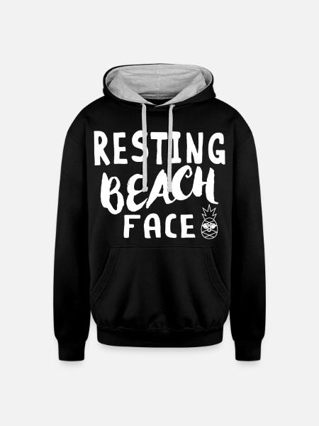 Resting Beach Face - Unisex Contrast Hoodie - black/heather gray