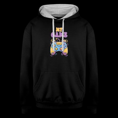 Kawaii Cat Controller - Unisex Contrast Hoodie