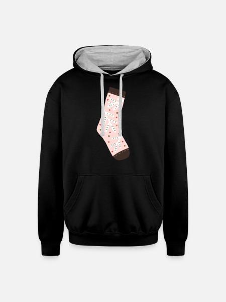 socks - new year 2024 - Unisex Contrast Hoodie - black/heather gray