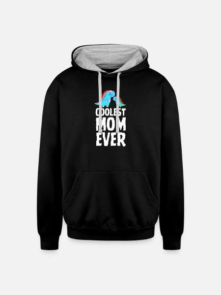 Coolest Mom Ever Dino Tee - Unisex Contrast Hoodie - black/heather gray