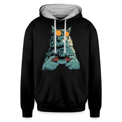 Cat: Fluff Mode On - Unisex Contrast Hoodie