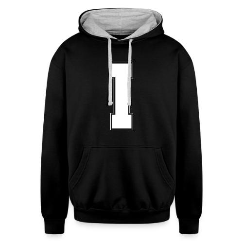 White Letter I – Varsity Alphabet Monogram - Unisex Contrast Hoodie