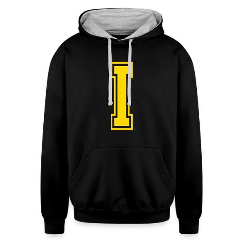 Letter I – Capital Athletic Alphabet Monogram - Unisex Contrast Hoodie