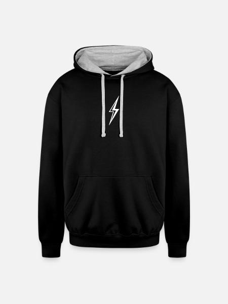 Lightning Bolt - Unisex Contrast Hoodie - black/heather gray