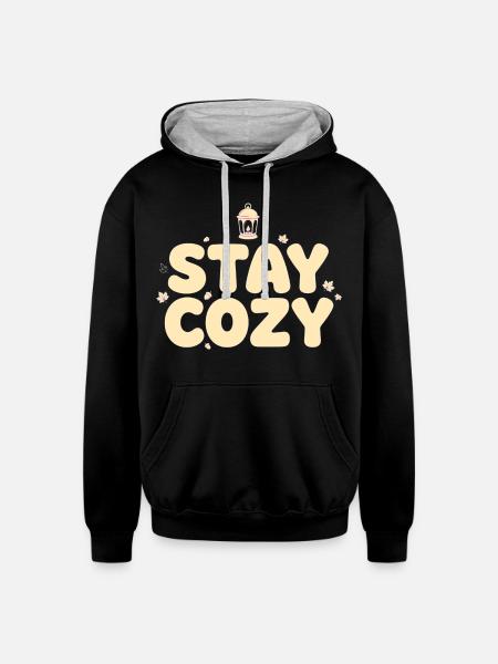 Stay Cozy Lantern Autumn - Unisex Contrast Hoodie - black/heather gray