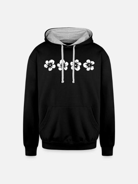 hawaii hibiscus flower - Unisex Contrast Hoodie - black/heather gray