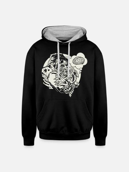Funny Zombie Love - Unisex Contrast Hoodie - black/heather gray