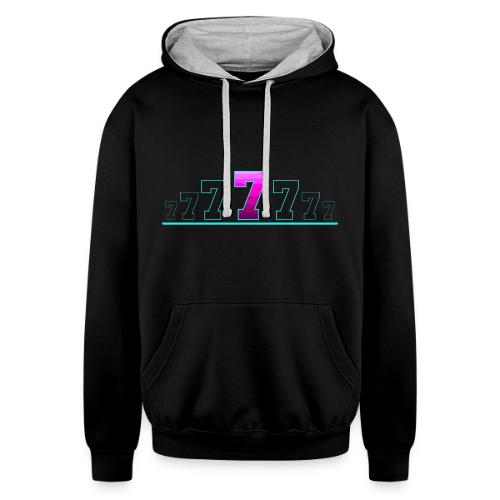 Number 7 in Magenta: Varsity Font - Unisex Contrast Hoodie