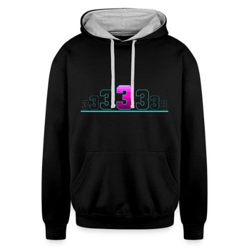 Number 3 in Magenta: Varsity Font - Unisex Contrast Hoodie