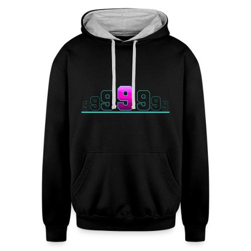 Number 9 in Magenta: Varsity Font - Unisex Contrast Hoodie