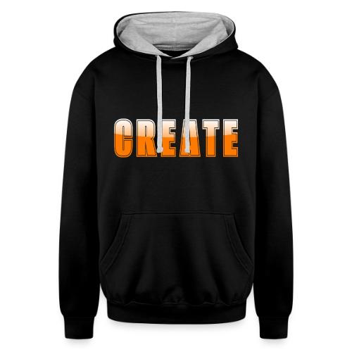 CREATE Vibrant Orange Bold Word Graphic - Unisex Contrast Hoodie