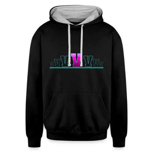 Letter V – Capital Varsity Alphabet Monogram - Unisex Contrast Hoodie