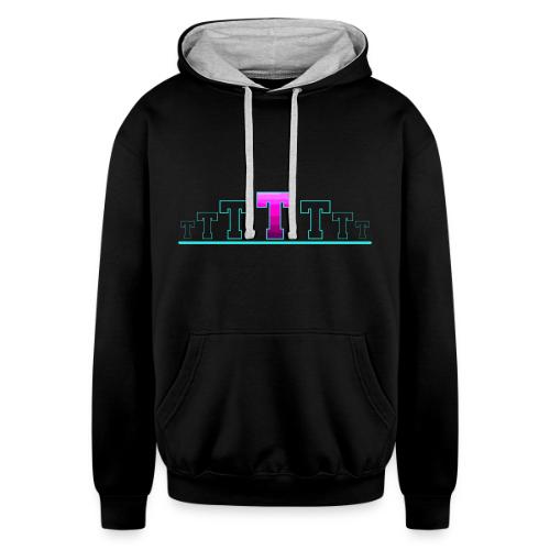 Letter T – Capital Varsity Alphabet Monogram - Unisex Contrast Hoodie