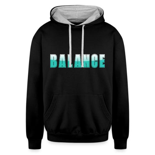 BALANCE Calm Teal Minimal Word Art Design - Unisex Contrast Hoodie