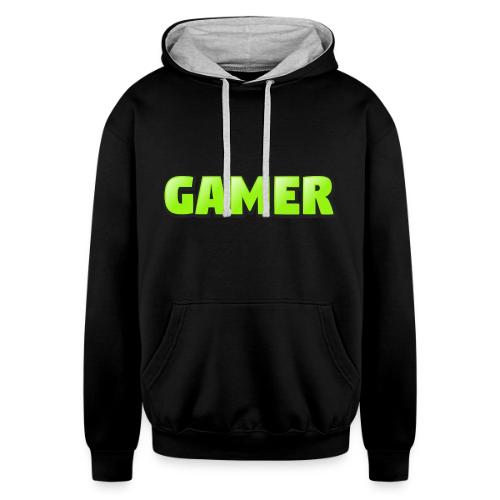 Gamer Neon Green Gaming Logo Design - Unisex Contrast Hoodie